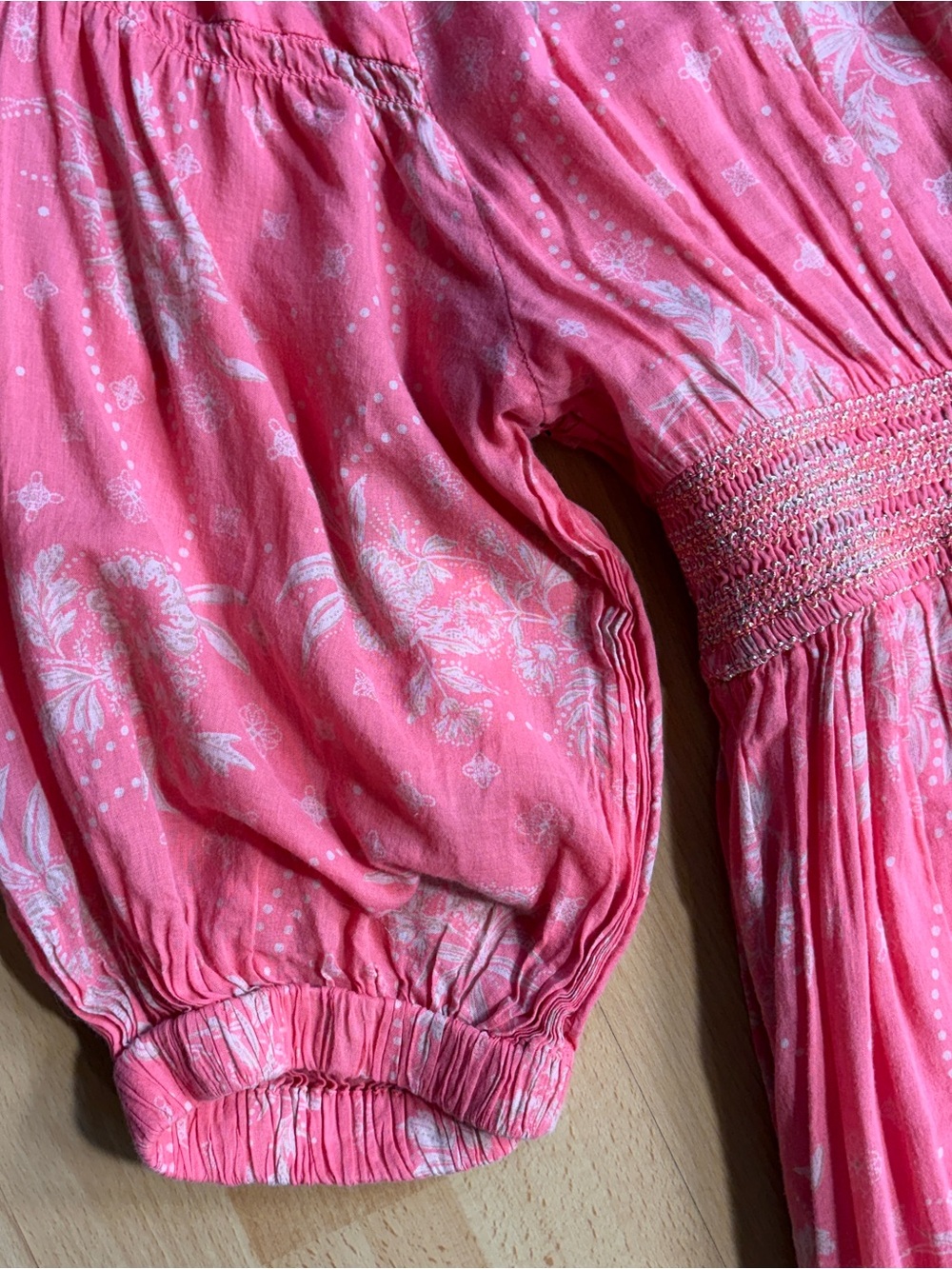 Free People Golden Hour Maxi Dress Coral Pink Floral Babydoll Beach Resort - Picture 13 of 15